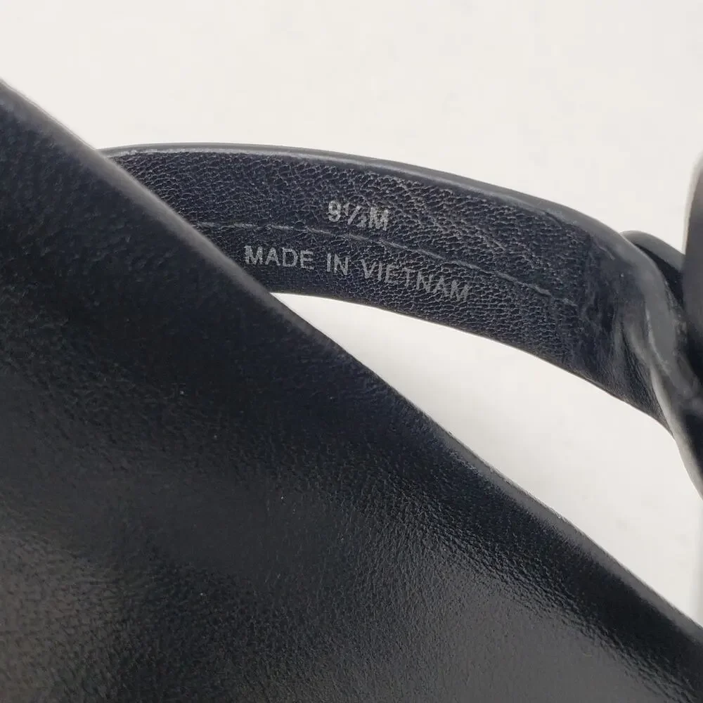 Tory Burch Miller Cloud Thong Sandals Calf Leather Perfect Black Logo Size 9.5 M - Picture 9 of 10